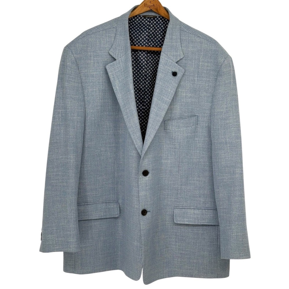 Oak Hill Sport‎ Coat Light Blue Textured Basketweave Blazer 2XL